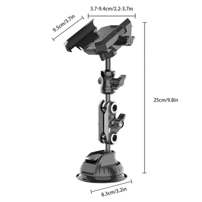 Streaming Shooting Stand, Perspective Suction – Car phone holder - plastic-arm-double-panel-suction-cup-short-style