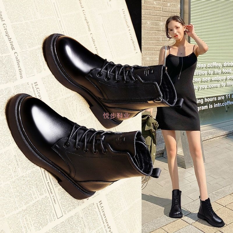 马丁靴女英伦风2025新款春秋单靴ins网红百搭秋冬加绒平底短靴女