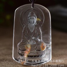 高档天然红胶花水晶大日如来佛祖生肖羊猴本命佛吊坠项链毛衣链
