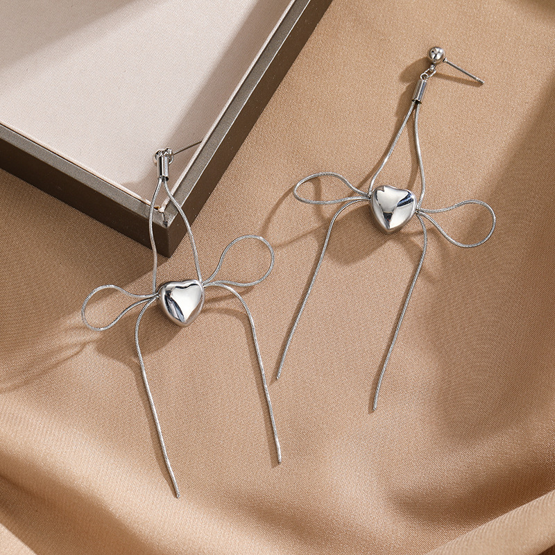 1 Pair Quantity 1 Pair Simple Style Heart Shape Plating Titanium Steel Drop Earrings