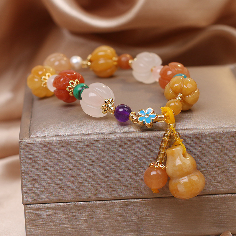 Moda Nacional Internet celebridad natural oro Jade calabaza cuentas calabaza colgante pulsera femenina pulsera regalo pulsera para novia image 3