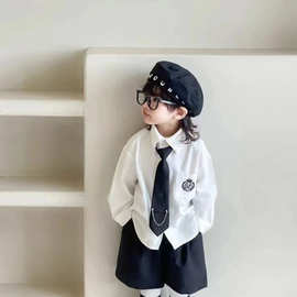 男童牛仔马甲套装春秋2024爆款洋气新款儿童休闲春季牛仔裤三件套