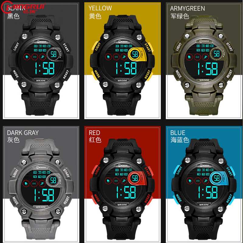 爆款电子手表学生运动电子表防水led夜光闹钟日历多功能led手表男