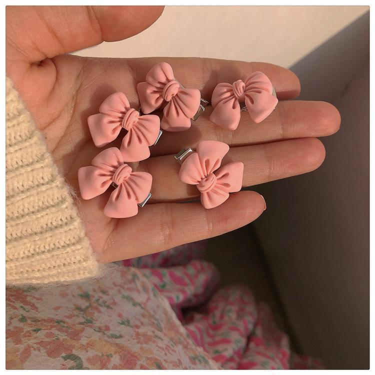 春の新鮮でかわいいピーチヘアピンインかわいい甘いリボンガールサイドクリップローズフラワークリップ|undefined