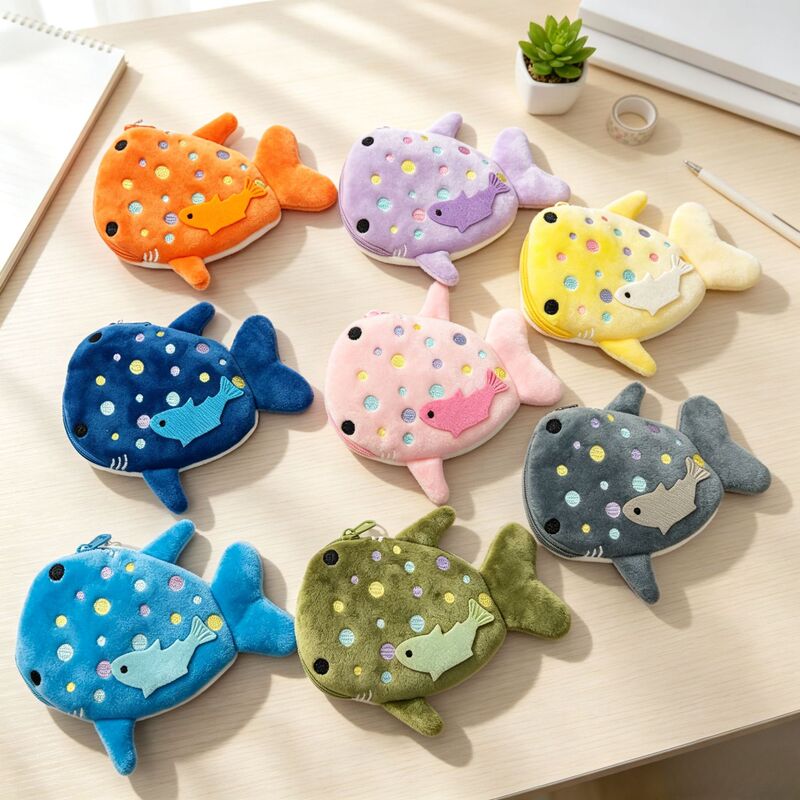 Cross-border cartoon shark coin purse, zipper bag, data cable bag, children's pendant, claw machine accessory, small gift