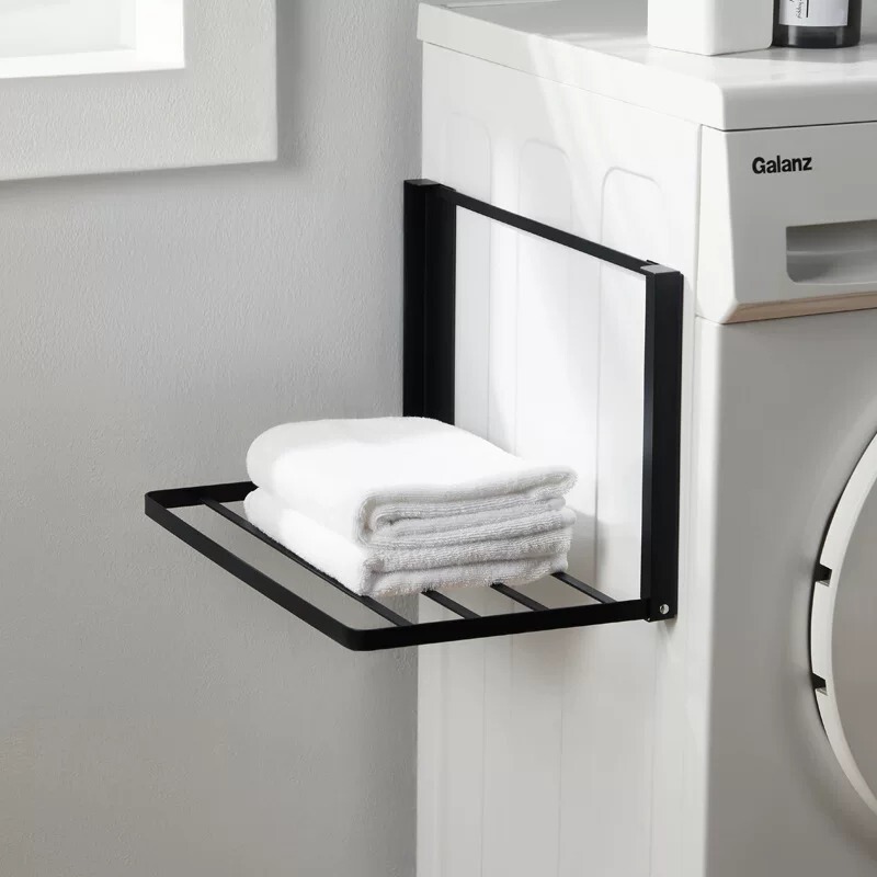 Folding shelf, magnetic side rack for washing machine, bathroom balcony towel rack, storage rack for daily use Folding shelf, magnetic side rack for washing machine, bathroom balcony towel rack, storage rack for daily use
