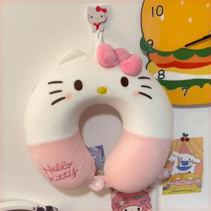 ハローキティ猫 U 字型枕ガールハート飛行機旅行枕睡眠枕ぬいぐるみハローキティ|undefined