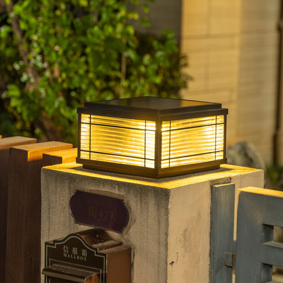 Solar Outdoor Waterproof LED Column Head Light Villa Garden Landscape Courtyard Light Enclosed Wall Door Column Light Away Light