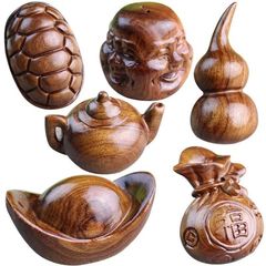 Factory Direct Sale Old Laos Rosewood Handheld Carving Solid Wood Tourist Craft Acid Wood Playing Piece Qilin Gourd Elephant