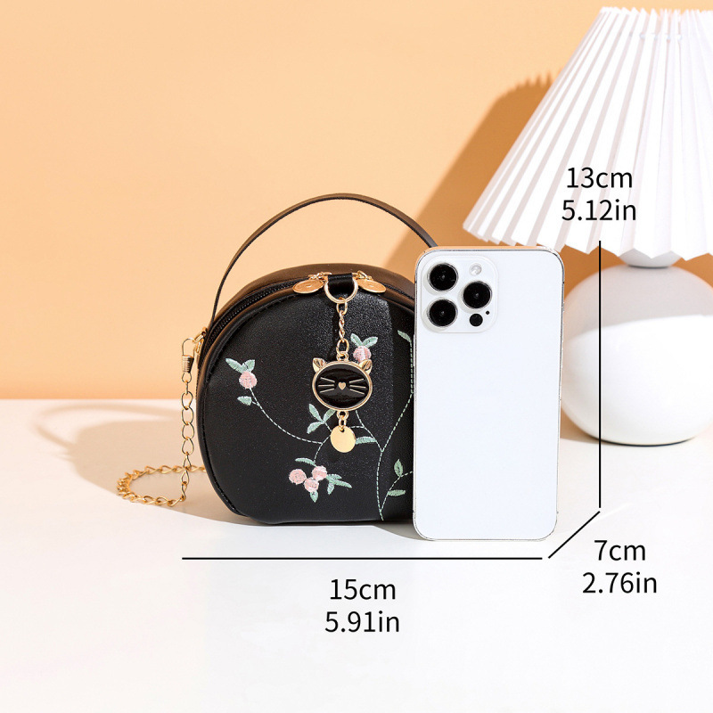 Bolso de mujer impresa cabeza de gato bolso redondo comercio exterior al por mayor 2025 verano nueva personalidad hombro inclinado bolso de cambio image 4