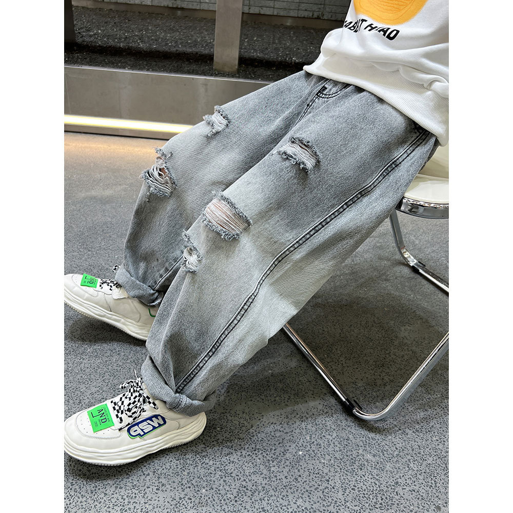 Children's Spring Pants for Boys, Ripped Denim Jeans, Spring and Autumn Style, Long Pants, 2024 Autumn New Arrival, Stylish and Trendy