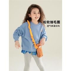 Children's Spring and Autumn New Check Cotton Crew Neck Sweatshirt for Girls Loose Hoodie Two-Piece Pajama Top Stylish Trendy