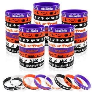Halloween Party Halloween Silicone Bracelet Wristband Pumpkin Trick or Treat Party Bracelet