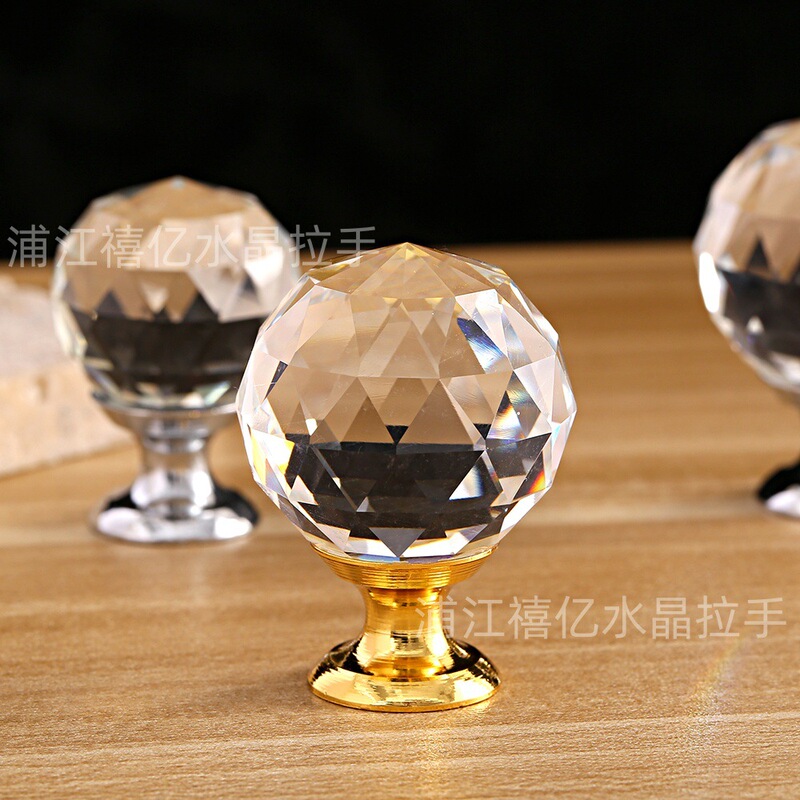 European-style furniture decorative handle, light luxury transparent spherical crystal pull handle, modern minimalist cabinet and bedside table door handle