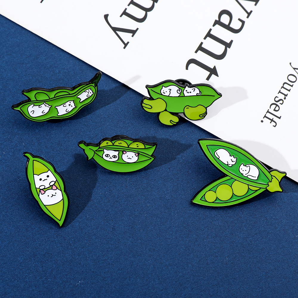 6g Weight Brooches Classification Casual, Daily Occasion Alloy Material Cat, Pea Pattern Unisex Gender Enamel Design Cute Style Cute Pin Cat Pea Alloy Enamel Unisex Brooches 22