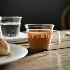 高ホウ素シリコンガラス単層カップ皿付きコーヒーカップセット午後茶家庭用ガラス牛乳グラス家庭用