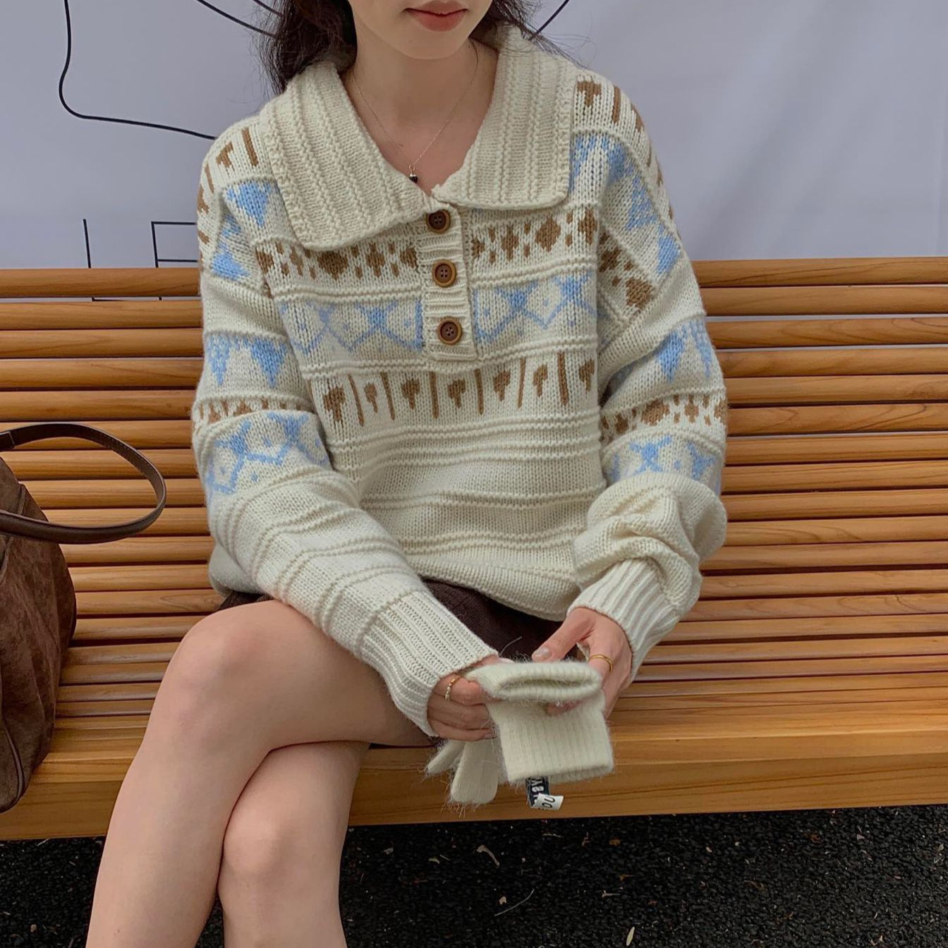 Isla de Fair retro solapa otoño invierno nuevo jersey Jacquard suelta chaqueta de alpaca suave glutinosa suéter mujer image 7