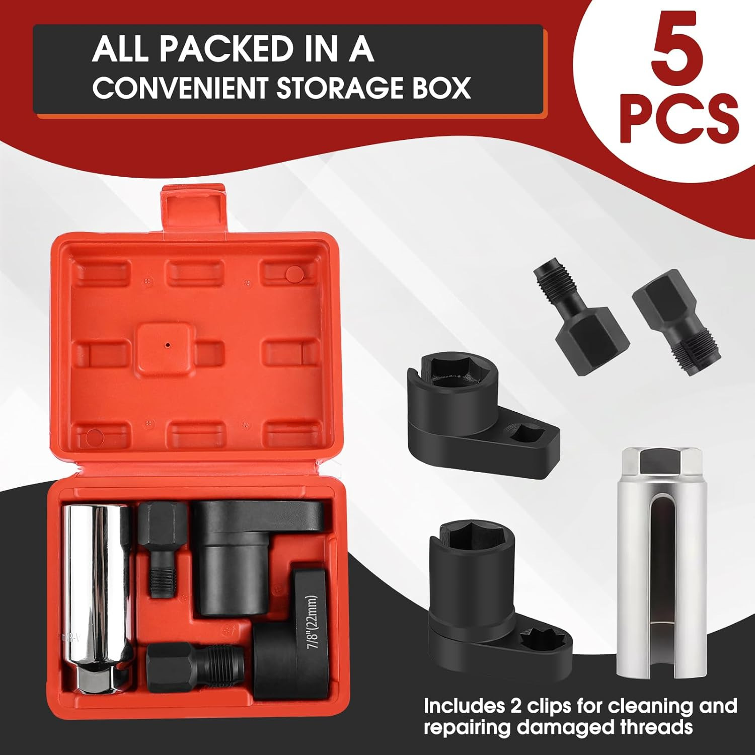 10-Piece Set of Japanese and European Style Oxygen Sensor Wrenches, Oxygen Sensor Socket, Oxygen Sensor Removal Tool, Open-End Socket