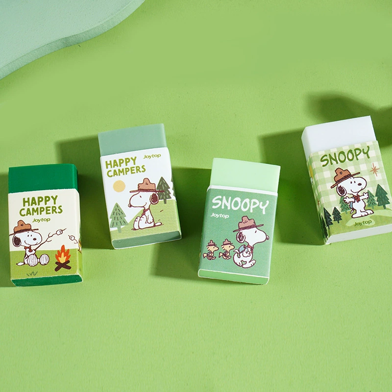 悦木 Snoopy - Camping Diary Series Eraser Anime Cartoon Student Pencil Drawing Easy to Erasp without Dishes