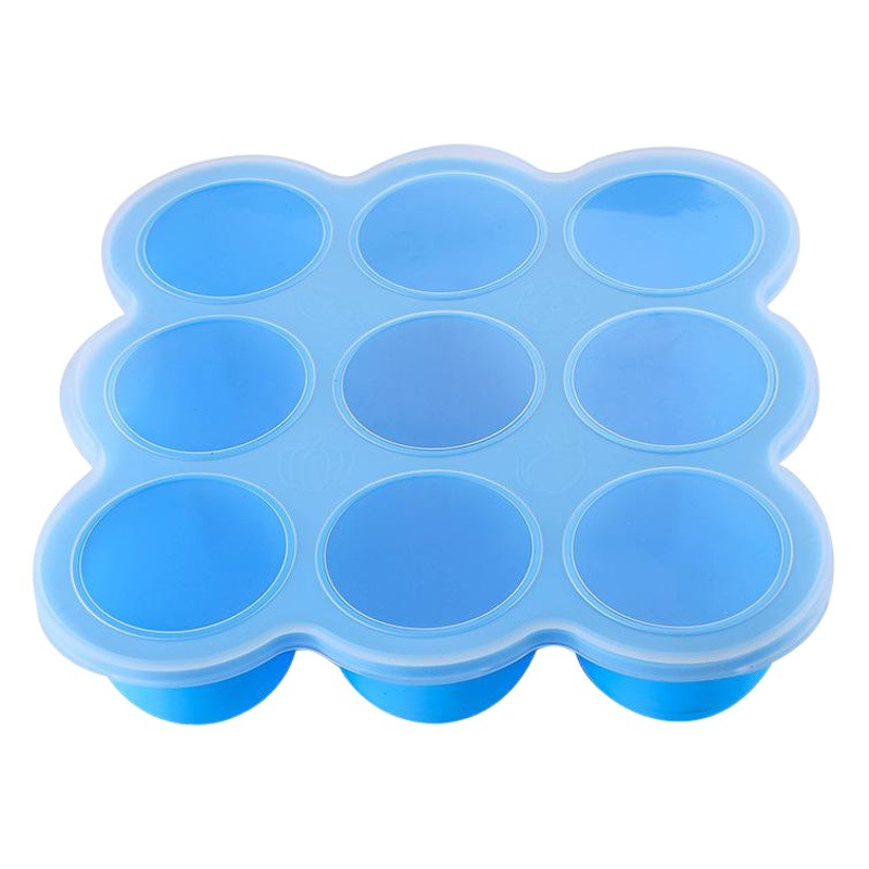 9-agujero silicona bebé niños hogar fruta comida suplemento caja con tapa crisper congelado almacenamiento hielo cubo hielo bandeja molde