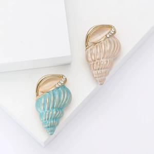 Cross-border New Creative Alloy Enamel Conch Brooch Exquisite Fashion Women's Suit Cardigan Corsage Jewelry Pin