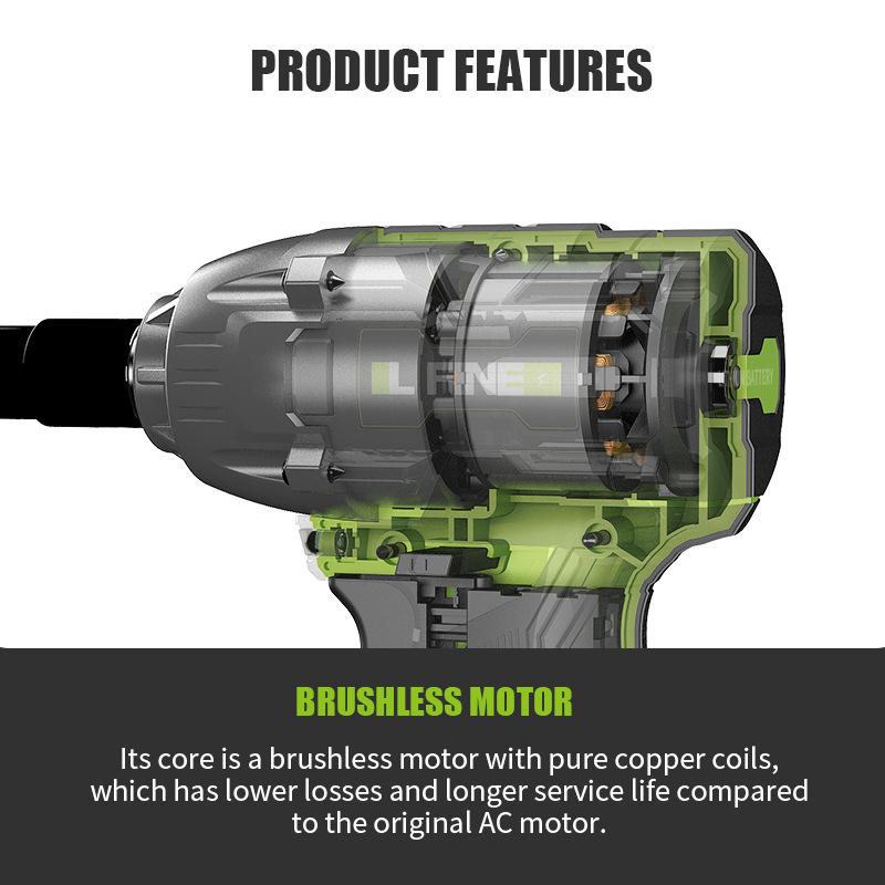 Llave de Impacto Eléctrica Inalámbrica LFINE, Llave Eléctrica de Litio, Llave de Impacto Recargable