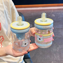 2025 新しいガラスカップ女の子のための見栄えの良いストローカップ茶水分離高温耐性ホームオフィスティーカップ