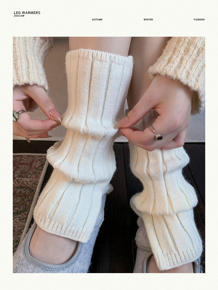 Kadınlar İçin Bacak Isıtıcıları Bootshang Pamuklu Çoraplar Genişletilmiş Düz Renk Yığın Çoraplar Retro Dikey Çizgili Bölünmüş Örme Sıcak Baldır Kalın Bacak Kolları_voghion.com