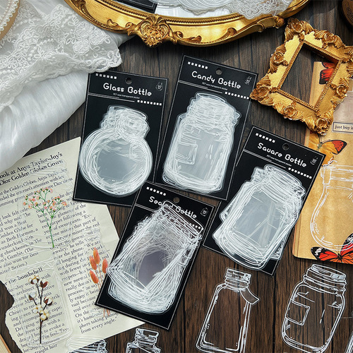 Love in a bottle series handbook stickers cute children stickers transparent waterproof pet material paper wholesale