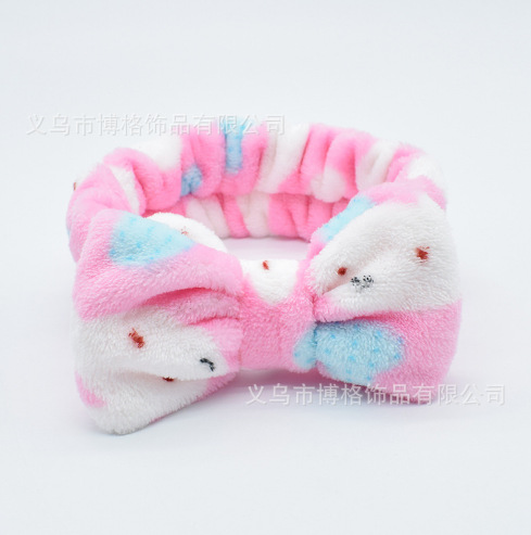 Diadema con lazo de lunares con estampado de leopardo europeo y americano, pañuelo facial SPA, diadema elástica transfronteriza, diadema de borde ancho a rayas