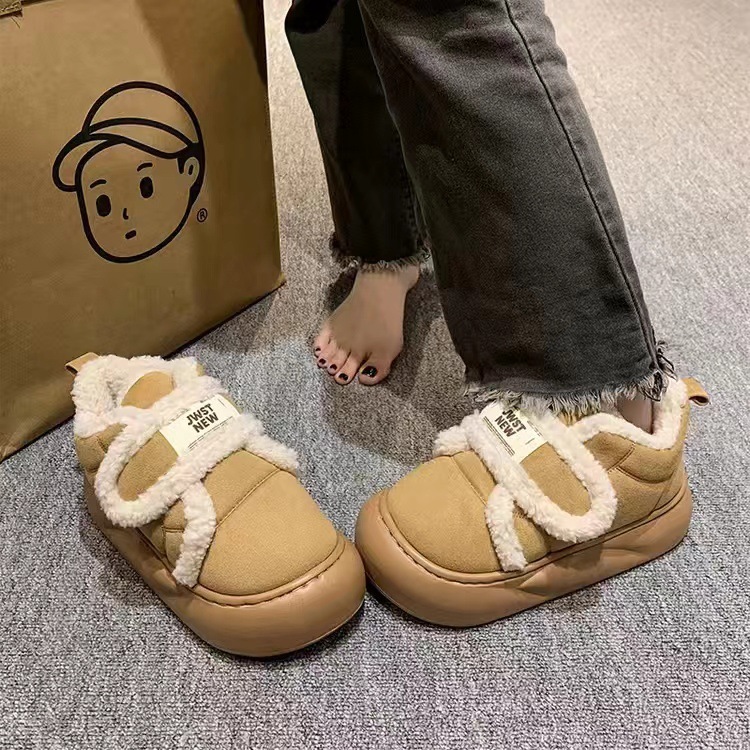 可爱蝴蝶结厚底包跟棉鞋女2025年冬季加绒加厚舒适保暖东北雪地靴|undefined