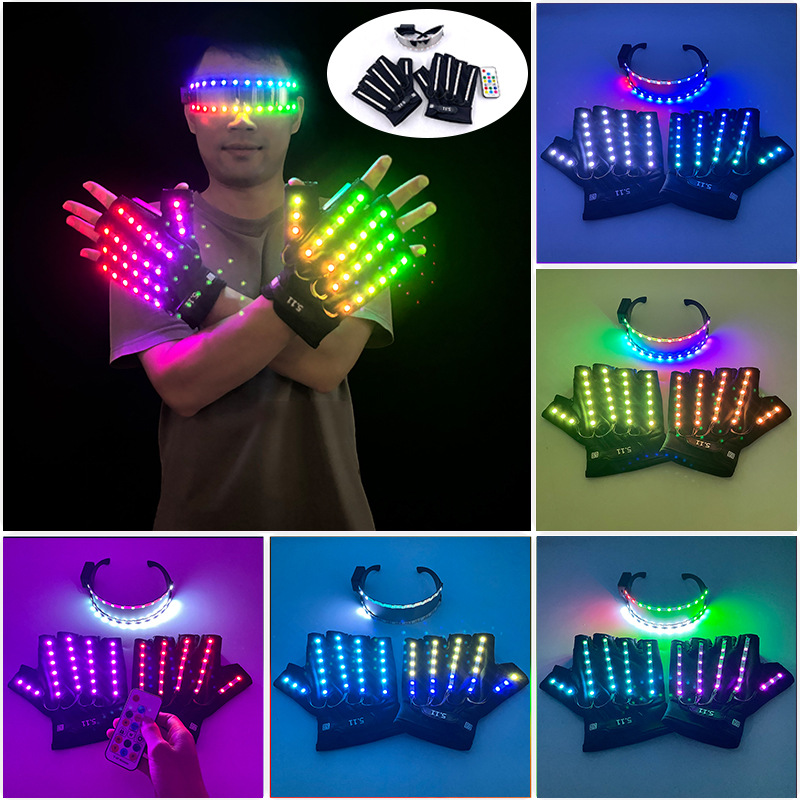 Gafas LED semicirculares brillantes, gafas de colores con control remoto para fiestas, discotecas, discotecas geniales, gafas brillantes