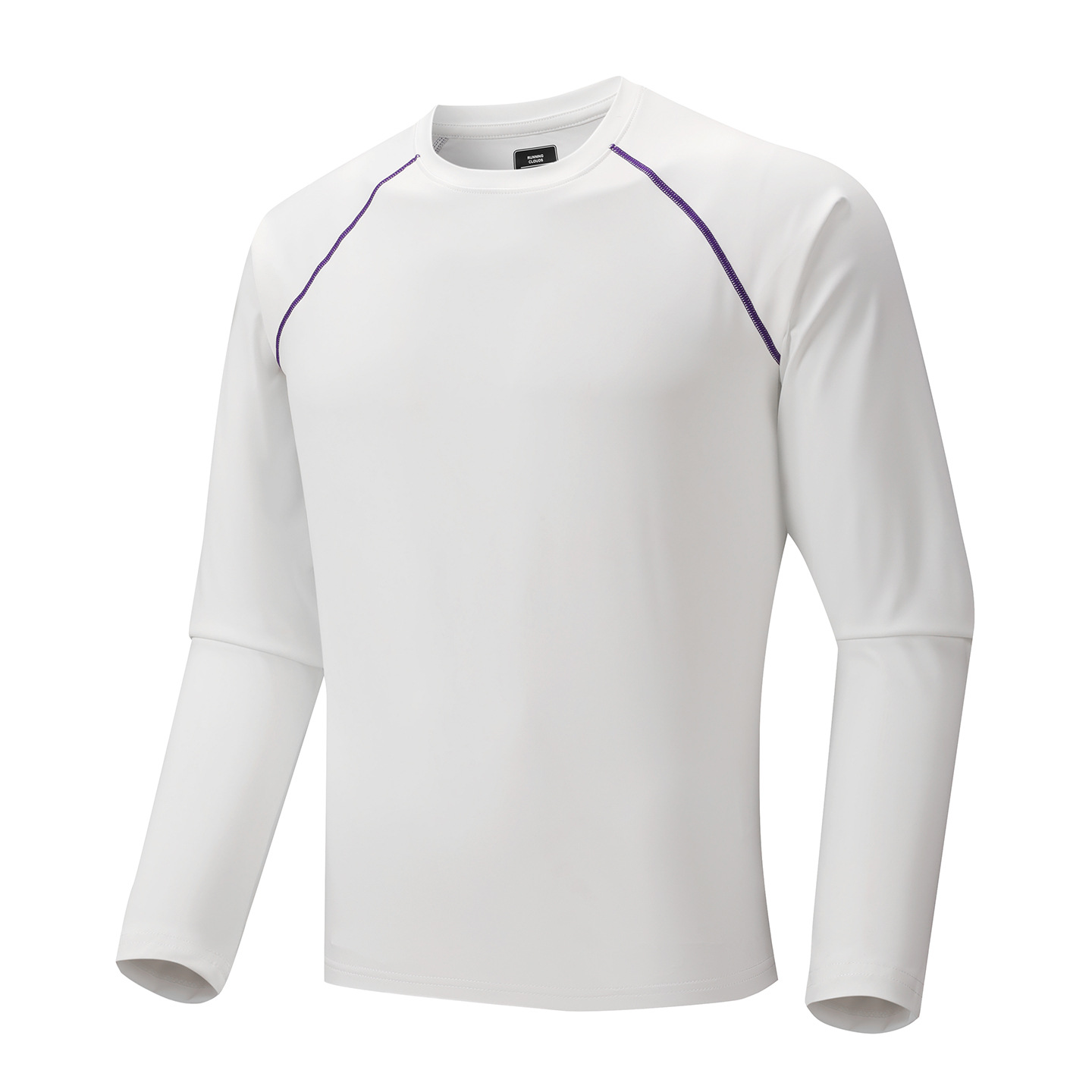 Couple's quick-dry high-elastic long-sleeve shirt, round-neck sweatshirt, outdoor sports hiking cycling base shirt, solid color breathable top