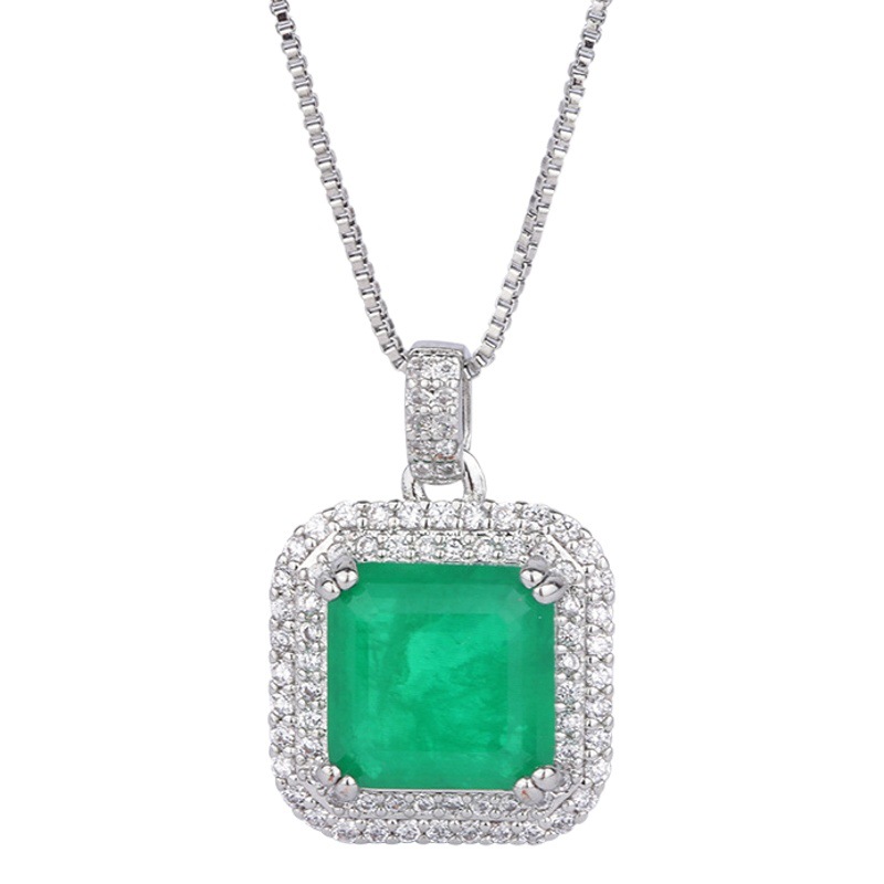 Transfronteriza TikTok transmisión en vivo micro diamante simulación Esmeralda palaiba GEM Stud pendientes colgante anillo de mujer al por mayor