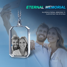 激光2D内雕水晶生日礼物人像宠物定制项链，支持跨境代发