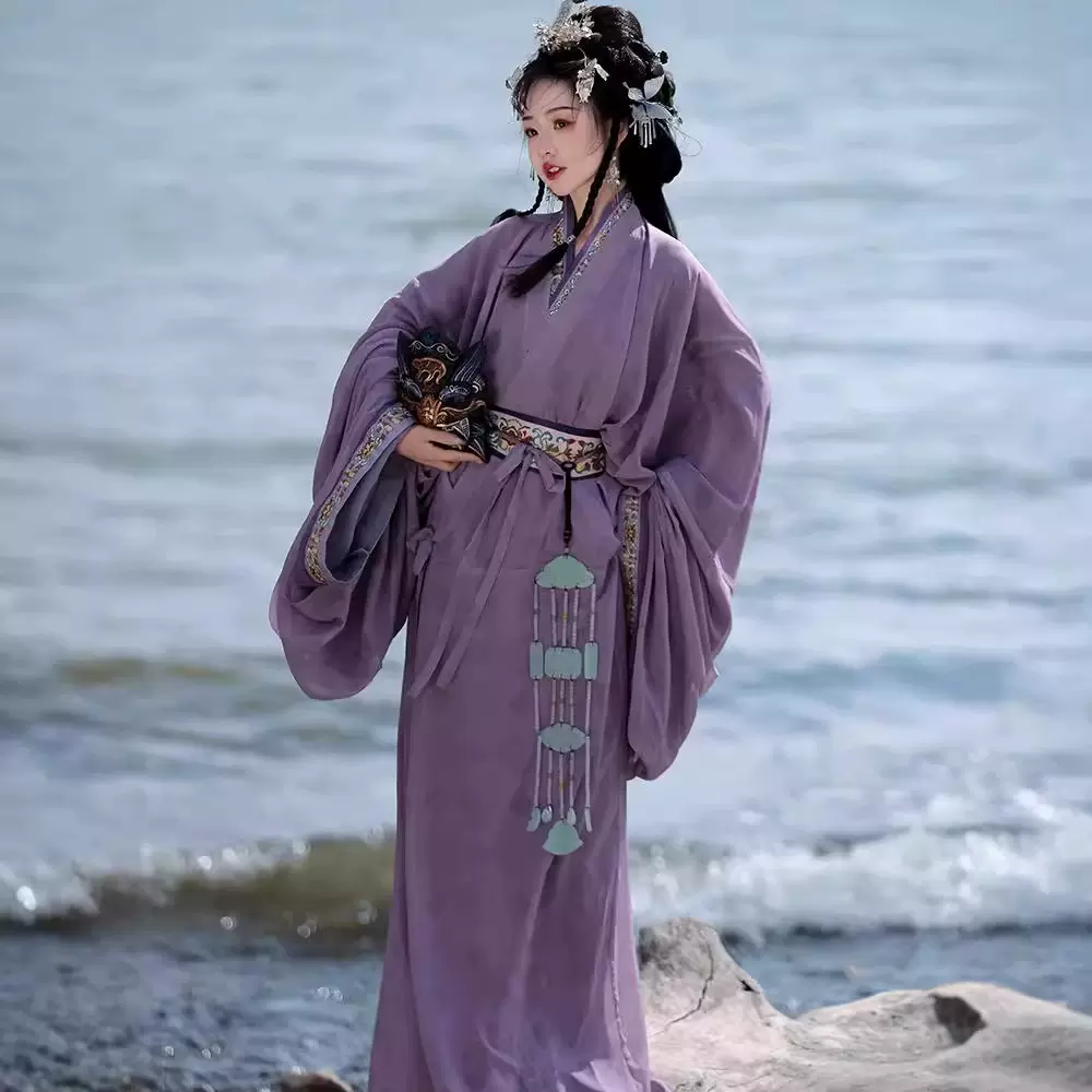 战国袍马山楚墓复原日常直裾袍汉服女2025新款拖尾大放量直裾秋冬