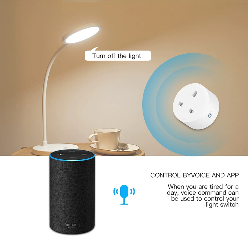 WiFi умная розетка 2.4G 16A (британская), поддержка Alexa/Google/HomeKit, PC+ABS, опция мониторинга мощности