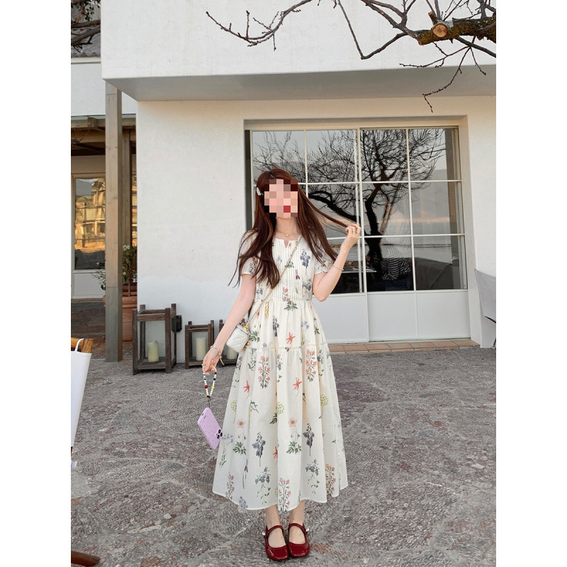 Yang Yang【Island Blossoms】Short-Sleeved Floral Dress with Unique Puff Sleeves, Gentle Vacation Dress Yang Yang【Island Blossoms】Short-Sleeved Floral Dress with Unique Puff Sleeves, Gentle Vacation Dress