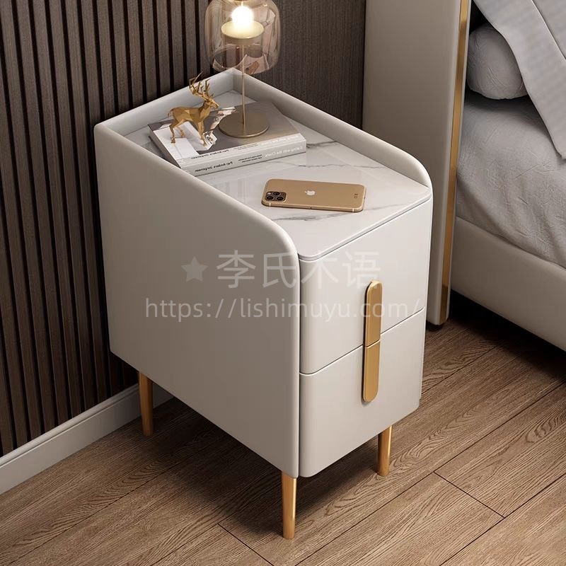 All Solid Wood Slate Leather Extremely Simple Modern Mini Bedside Table Bedroom Smart Internet Celebrity Light Luxury Ultra Narrow Bedside Table