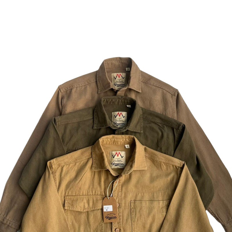 Spring and Autumn Coarse Canvas Washed Crock Shirt Jacket Men's Long-sleeved Solid Color Lapel Shirt Casual All-match