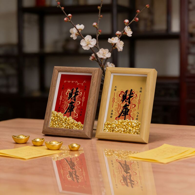 Golden Treasure Chest, God of Wealth, Treasure Frame, Office Desk Good Luck Ornament, Wealth-Attracting Small Ingot, Small Item for Attracting Wealth Golden Treasure Chest, God of Wealth, Treasure Frame, Office Desk Good Luck Ornament, Wealth-Attracting Small Ingot, Small Item for Attracting Wealth