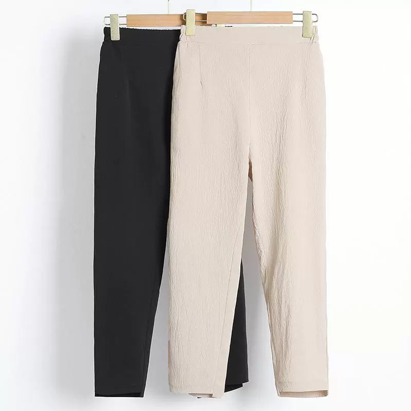 Летние тонкие брюки для мам, женские брюки среднего и пожилого возраста, брюки из хлопка и льна, брюки до щиколотки, летние льняные прямые повседневные брюки для бабушки
