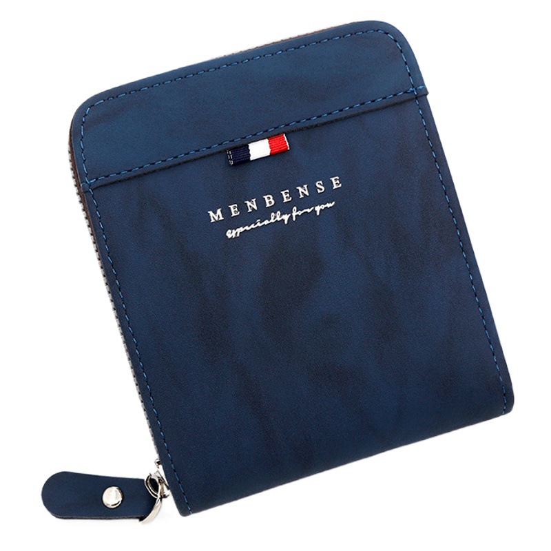 MenBense nueva cartera de los hombres de gran capacidad bolsa de cremallera monedero de los hombres esmerilado bufanda corta cartera bolsa
