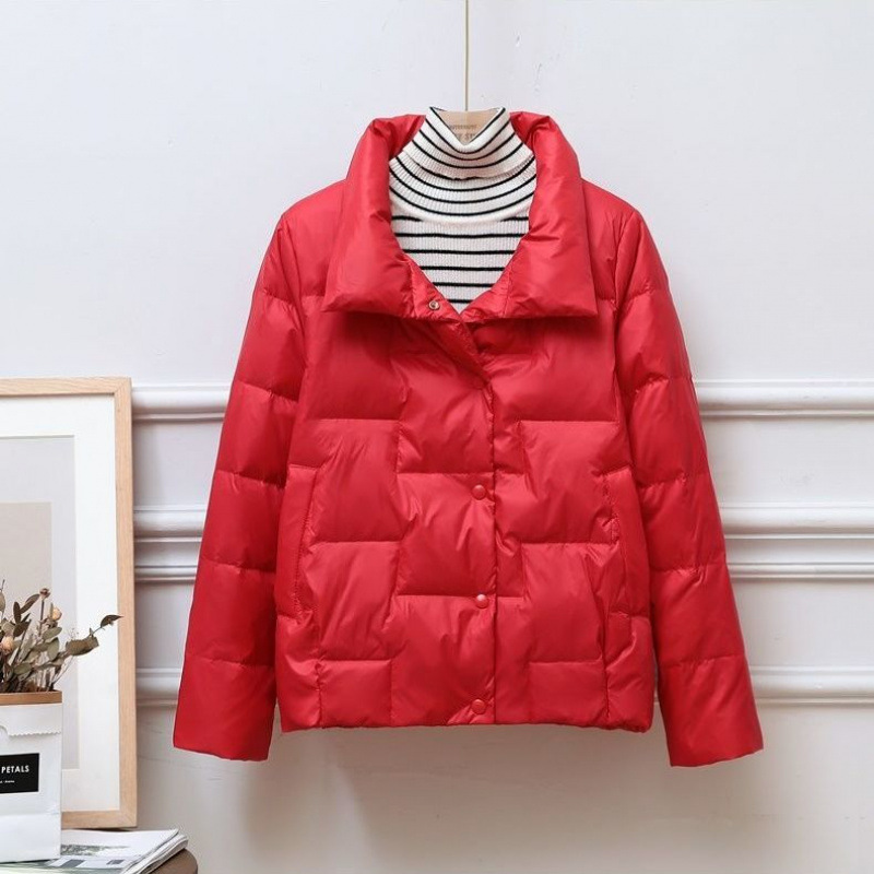 Anti-season clearance autumn and winter new lightweight down jacket women's casual large lapel stair stand collar short bread coat