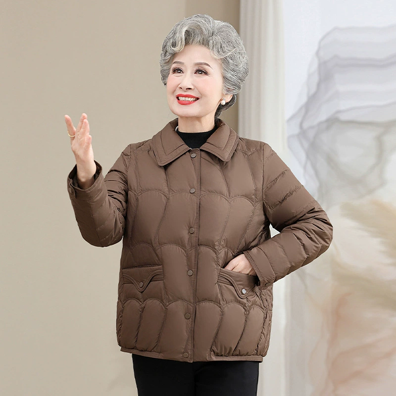 Люди среднего и пожилого возраста тонкий пуховик женский новый стиль бабушкины пальто старушки хлопчатобумажная куртка мама осенняя и зимняя хлопчатобумажная одежда