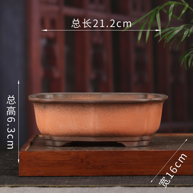 Antiguo púrpura arena maceta fábrica al por mayor grande rectangular suculenta gres bonsai simple orquídea especial maceta