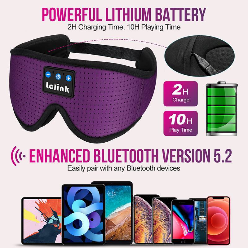 Venta caliente transfronteriza máscara de ojos 3D inalámbrica 5,4 Bluetooth música máscara de ojos estéreo bloqueo de luz máscara de ojos para dormir con certificación completa