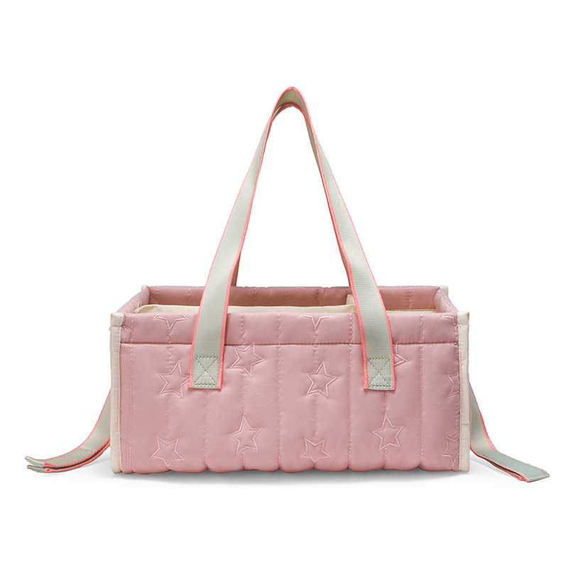 Bagos de carro pequeño bebé, bolsas de mano de almacenamiento de gran capacidad, bolsas de mano de mamá, nuevos bolsos de color sólido para caminar para bebés.