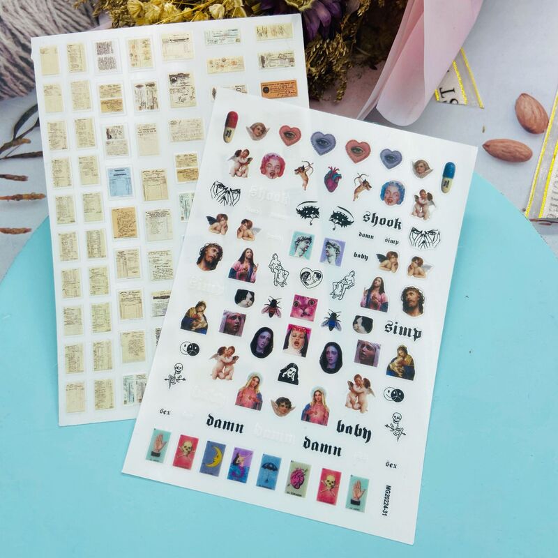 diy Japanese-style thin transparent adhesive nail stickers new stamp stickers Virgin Angel series wholesale factory direct supply
