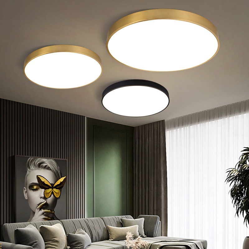 American-style all-copper ceiling lamp ultra-thin led bedroom room lamp simple balcony aisle lamp Nordic post-modern living room